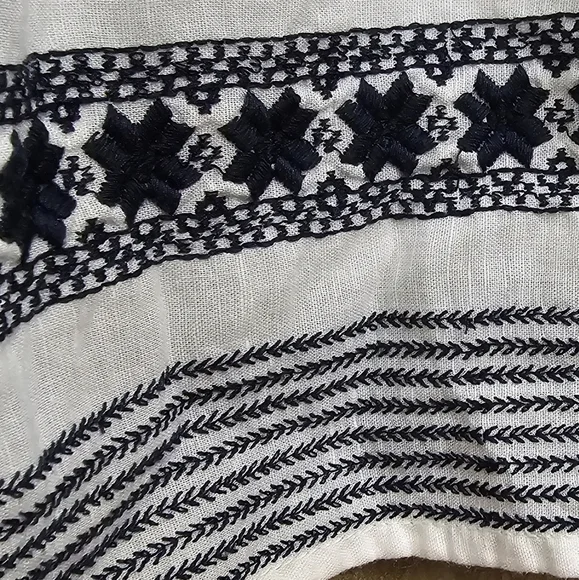 Tory Burch Linen Embroidered Belted Tassel Boho Dress - Picture 5 of 11